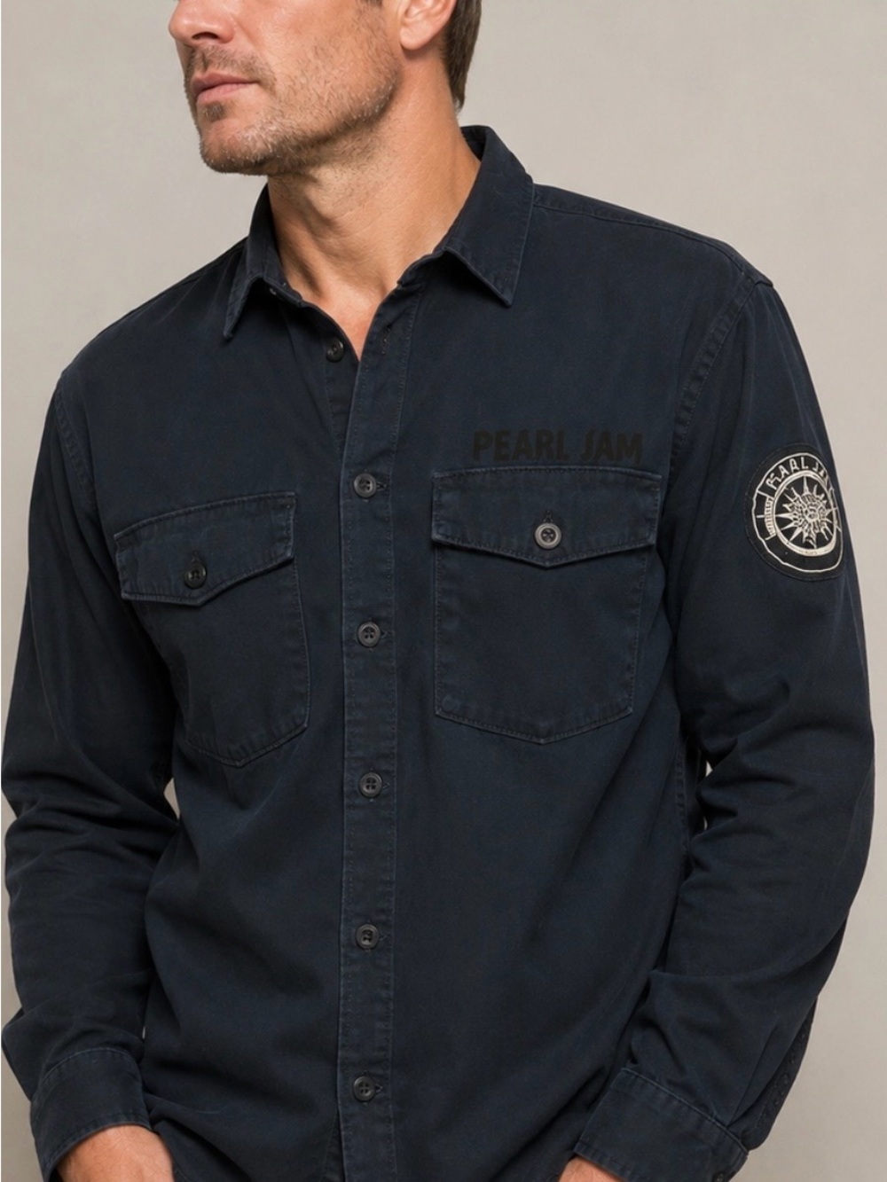 Pearl Jam The Strangest Tribes Navy Utility Shirt Medium RARE